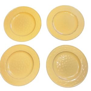 Pier‎ One 1 Martillo Mango Stoneware Plates Set Of 4 Dimpled Ceramic Size 10.5"